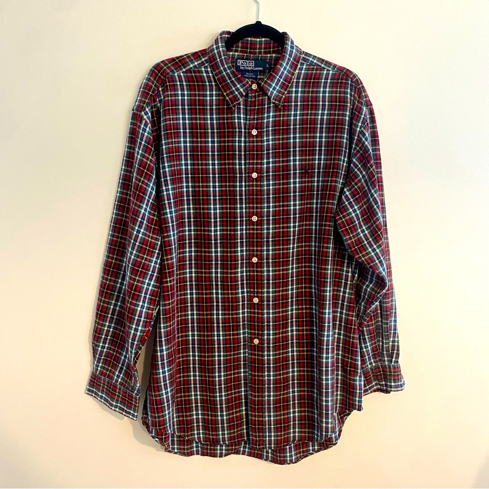 PRICE DROP Ralph Lauren Men's Red, Green & Blue Plaid Shirt